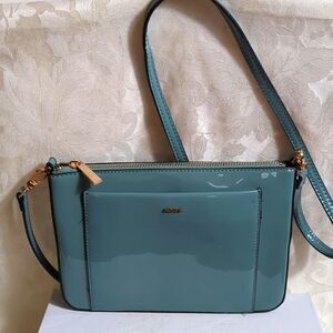 Parfois Slim Seafoam Green Patent Leather Crossbody Bag